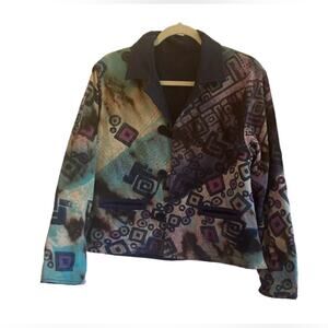 Winter Sun women’s small abstract reversible quilted cotton jacket
